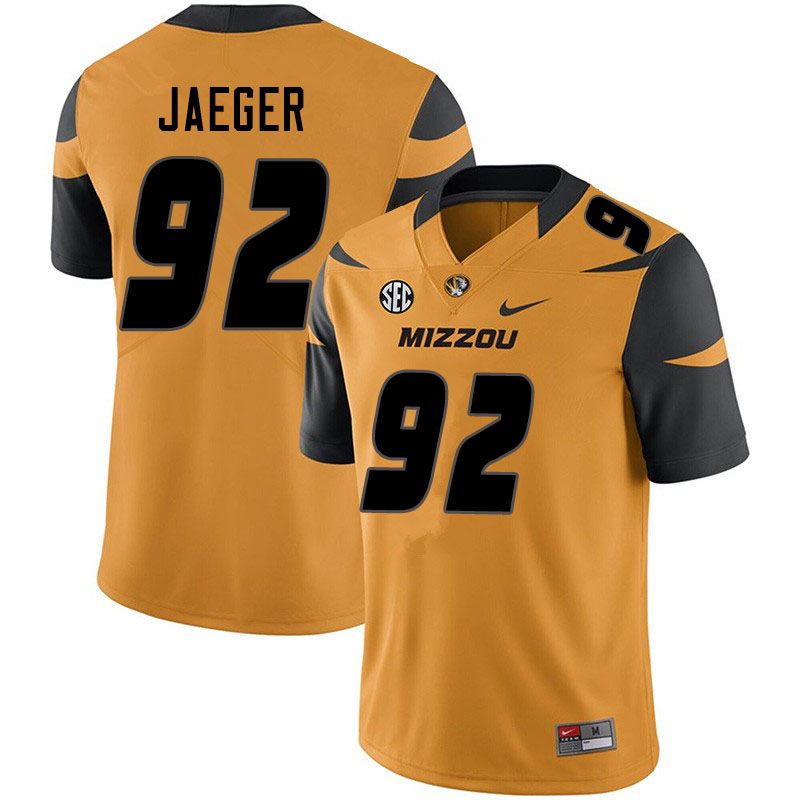 Men #92 Matthew Jaeger Missouri Tigers College Football Jerseys Sale-Yellow